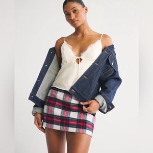 Abercrombie & Fitch Red and Blue Checkered Mini Skirt